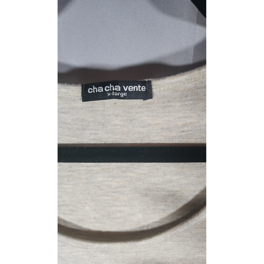 Cha Cha Vente Womens XL Studded Heart Tunic Top 3/4 Sleeve Satin Hem Boho Beige - Picture 3 of 5